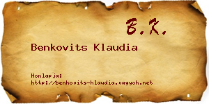 Benkovits Klaudia névjegykártya